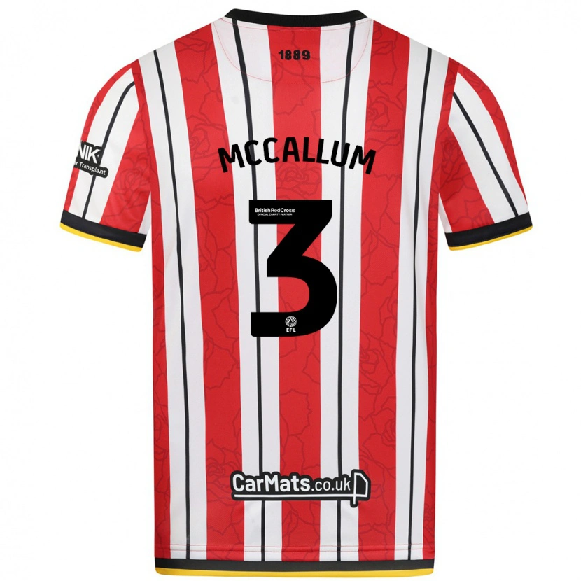 Danxen Niño Camiseta Sam Mccallum #3 Rojo Blanco Rayas 1ª Equipación 2024/25 La Camisa