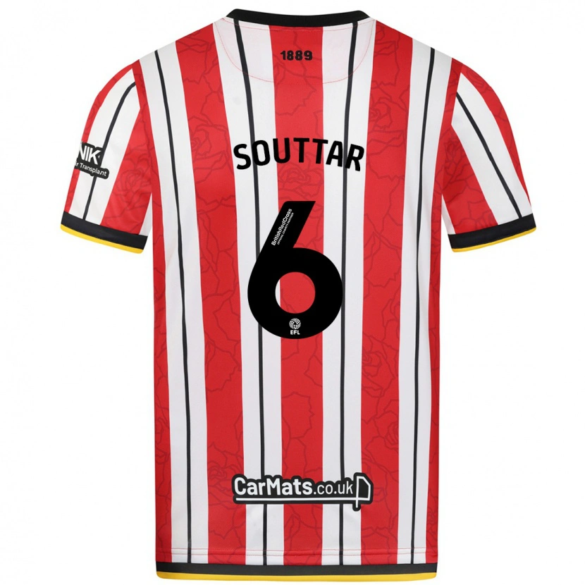 Danxen Niño Camiseta Harry Souttar #6 Rojo Blanco Rayas 1ª Equipación 2024/25 La Camisa