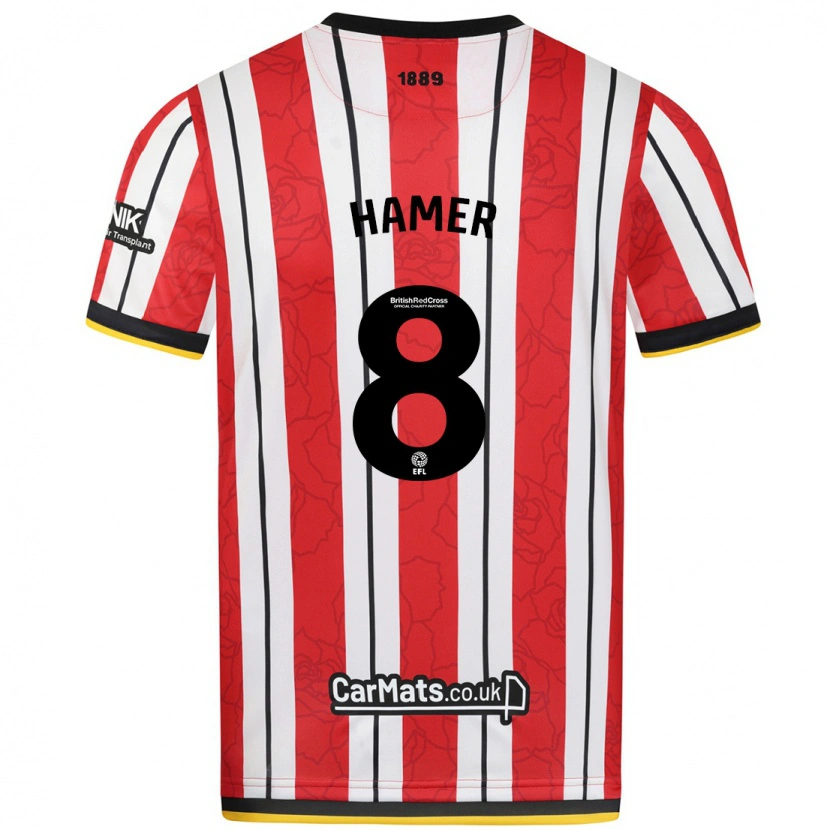 Danxen Niño Camiseta Gustavo Hamer #8 Rojo Blanco Rayas 1ª Equipación 2024/25 La Camisa