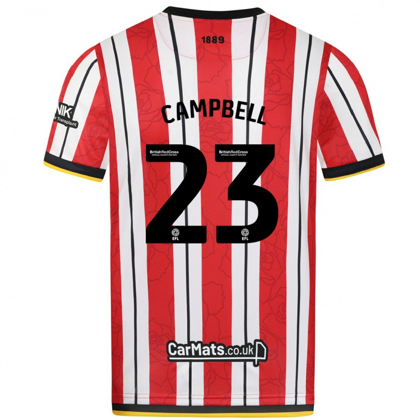 Danxen Niño Camiseta Tyrese Campbell #23 Rojo Blanco Rayas 1ª Equipación 2024/25 La Camisa