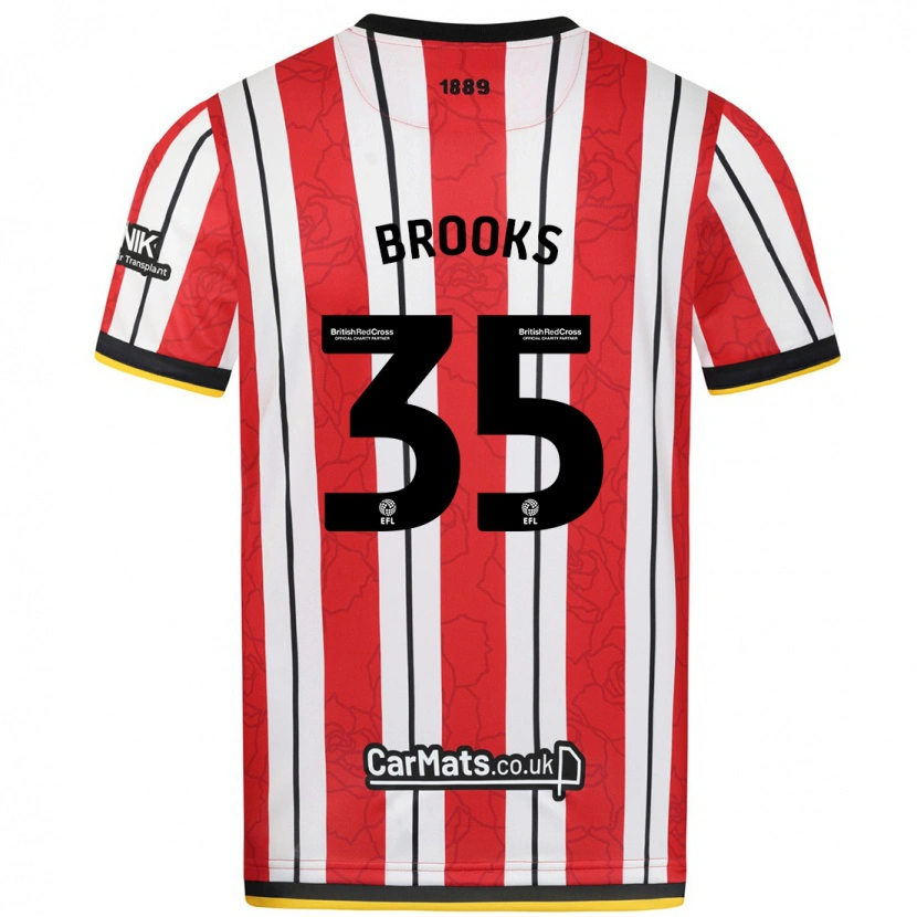 Danxen Niño Camiseta Andre Brooks #35 Rojo Blanco Rayas 1ª Equipación 2024/25 La Camisa