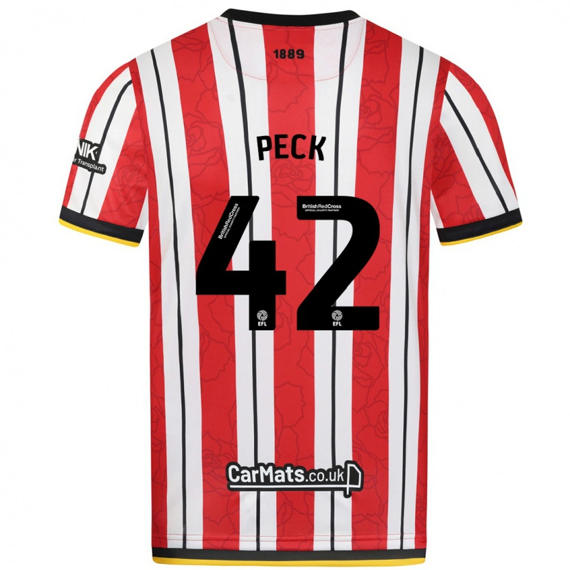 Danxen Niño Camiseta Sydie Peck #42 Rojo Blanco Rayas 1ª Equipación 2024/25 La Camisa