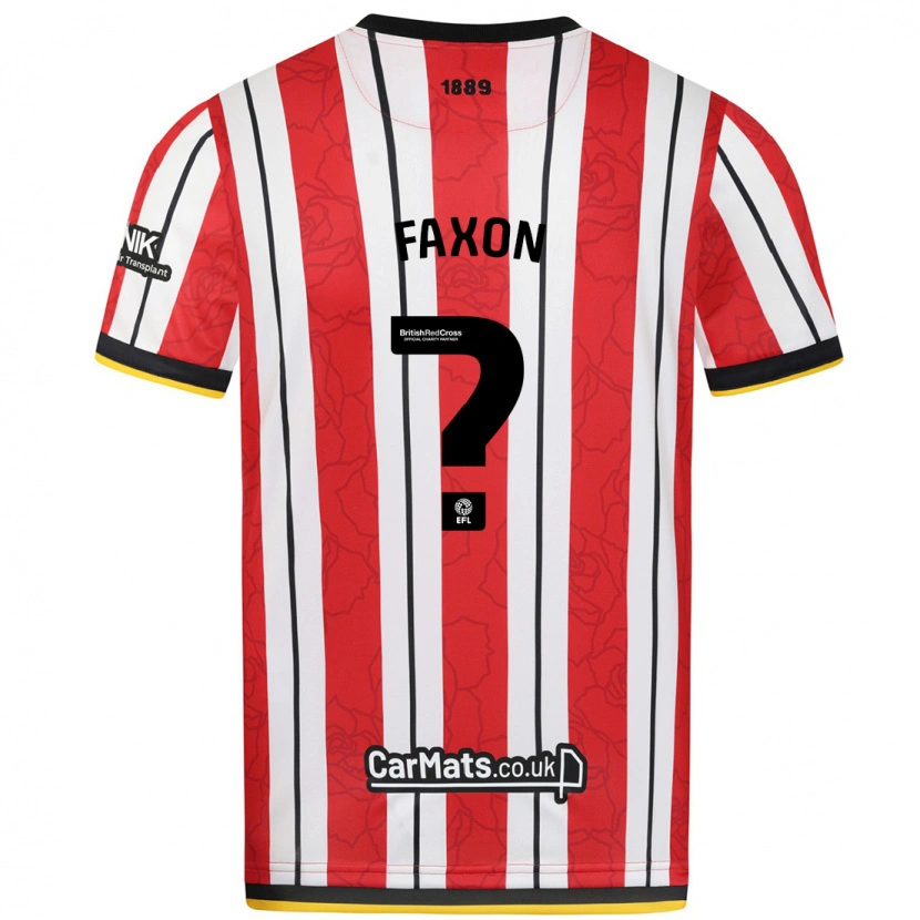 Danxen Niño Camiseta Luke Faxon #0 Rojo Blanco Rayas 1ª Equipación 2024/25 La Camisa