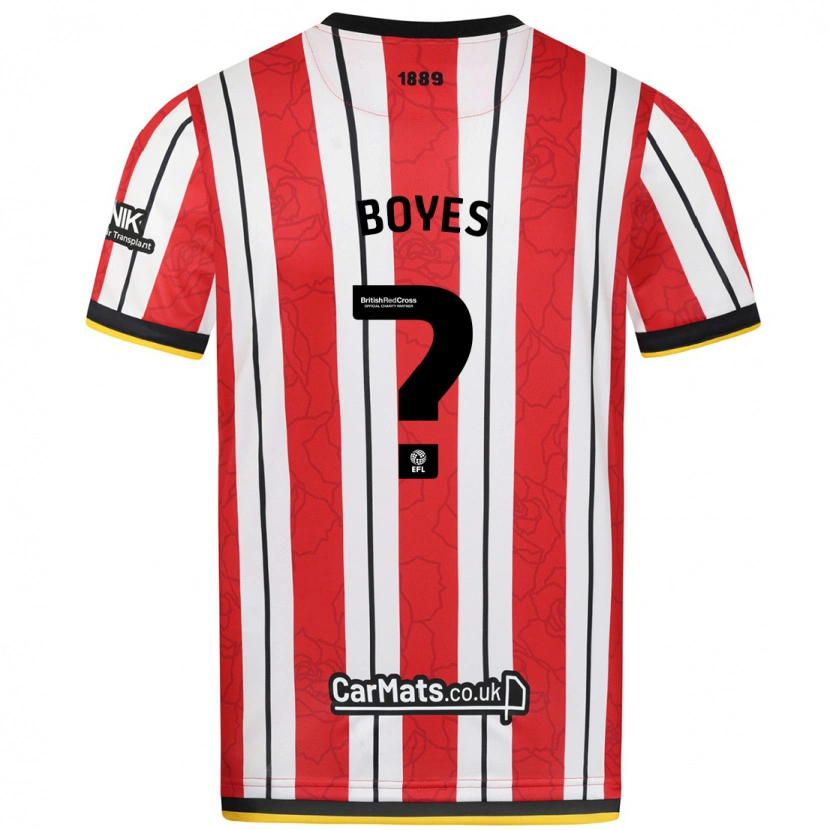 Danxen Niño Camiseta Harry Boyes #0 Rojo Blanco Rayas 1ª Equipación 2024/25 La Camisa