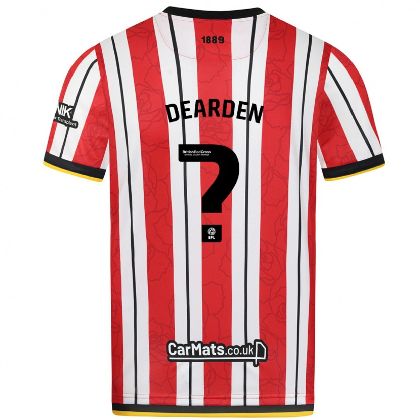 Danxen Niño Camiseta Thomas Dearden #0 Rojo Blanco Rayas 1ª Equipación 2024/25 La Camisa