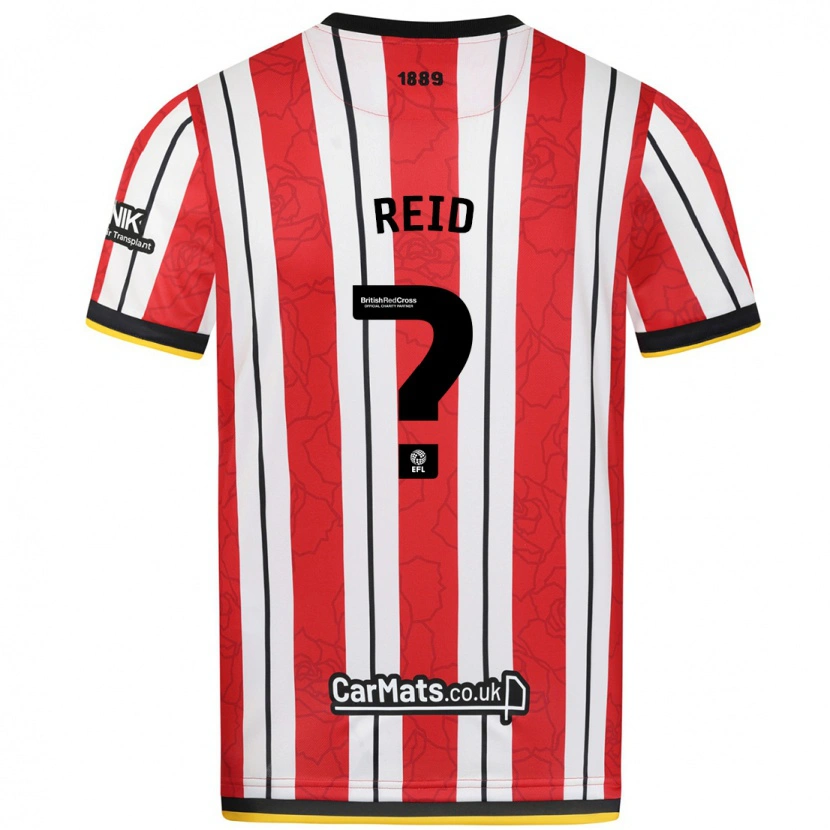 Danxen Niño Camiseta Aaron Reid #0 Rojo Blanco Rayas 1ª Equipación 2024/25 La Camisa