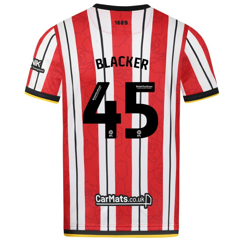 Danxen Niño Camiseta Billy Blacker #45 Rojo Blanco Rayas 1ª Equipación 2024/25 La Camisa