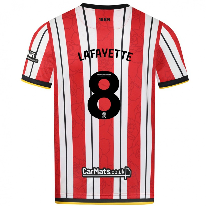 Danxen Niño Camiseta Abbie Lafayette #8 Rojo Blanco Rayas 1ª Equipación 2024/25 La Camisa