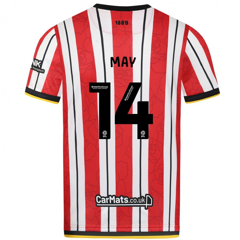 Danxen Niño Camiseta Ellie May #14 Rojo Blanco Rayas 1ª Equipación 2024/25 La Camisa