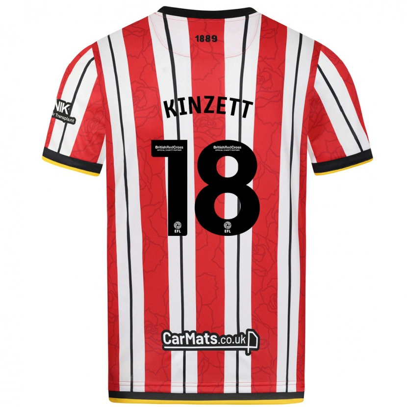 Danxen Niño Camiseta Ella Kinzett #18 Rojo Blanco Rayas 1ª Equipación 2024/25 La Camisa