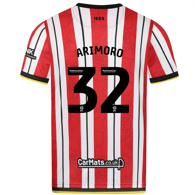 Danxen Niño Camiseta Juliet Adebowale-Arimoro #32 Rojo Blanco Rayas 1ª Equipación 2024/25 La Camisa