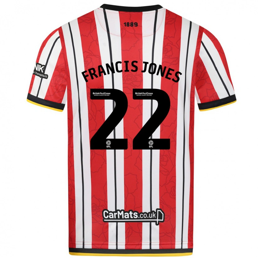 Danxen Niño Camiseta Maria Francis-Jones #22 Rojo Blanco Rayas 1ª Equipación 2024/25 La Camisa