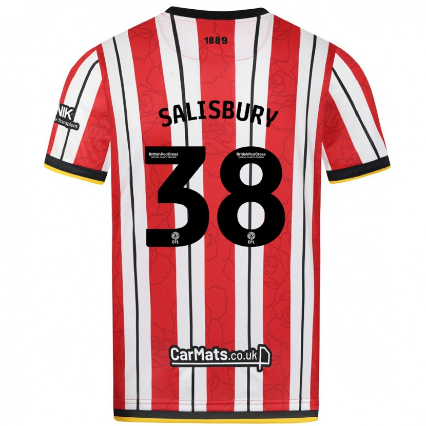 Danxen Niño Camiseta Chloe Salisbury #38 Rojo Blanco Rayas 1ª Equipación 2024/25 La Camisa