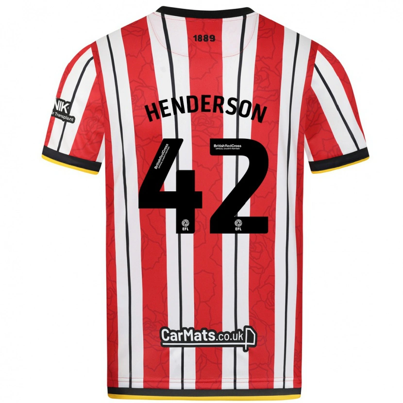 Danxen Niño Camiseta Peyton Henderson #42 Rojo Blanco Rayas 1ª Equipación 2024/25 La Camisa