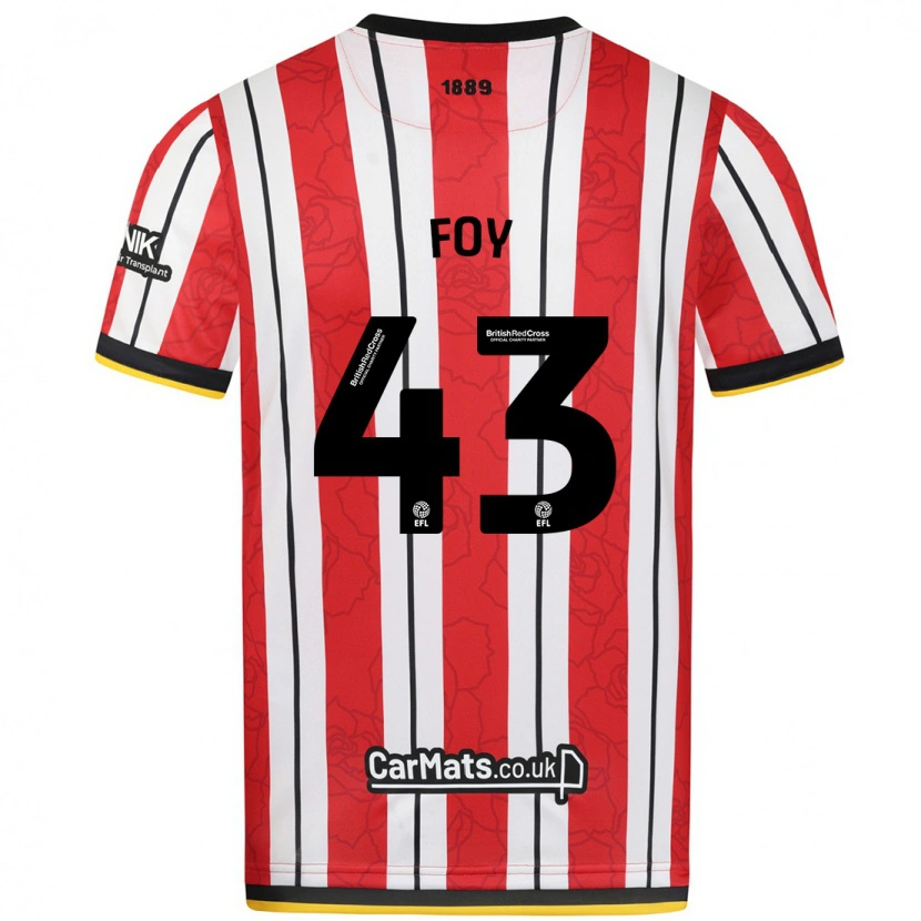 Danxen Niño Camiseta Gus Foy #43 Rojo Blanco Rayas 1ª Equipación 2024/25 La Camisa