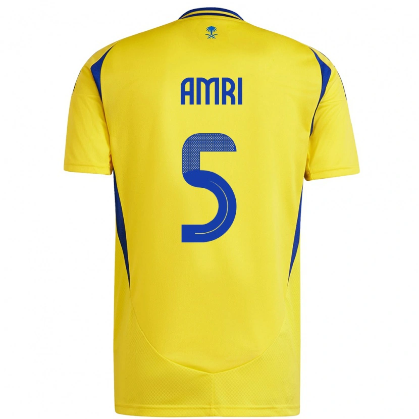 Danxen Niño Camiseta Abdulelah Al-Amri #5 Amarillo Azul 1ª Equipación 2024/25 La Camisa