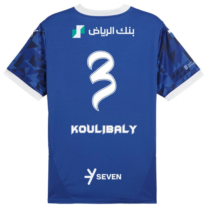 Danxen Niño Camiseta Kalidou Koulibaly #3 Azul Oscuro Blanco 1ª Equipación 2024/25 La Camisa