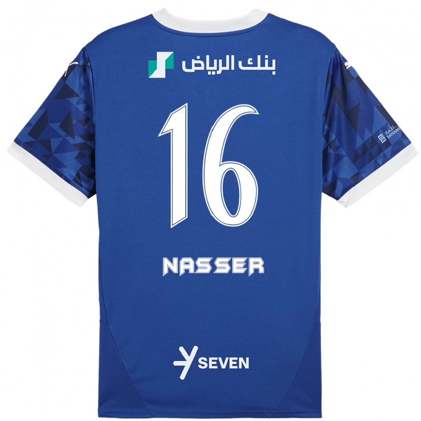 Danxen Niño Camiseta Nasser Al-Dawsari #16 Azul Oscuro Blanco 1ª Equipación 2024/25 La Camisa