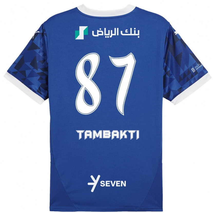 Danxen Niño Camiseta Hassan Tambakti #87 Azul Oscuro Blanco 1ª Equipación 2024/25 La Camisa