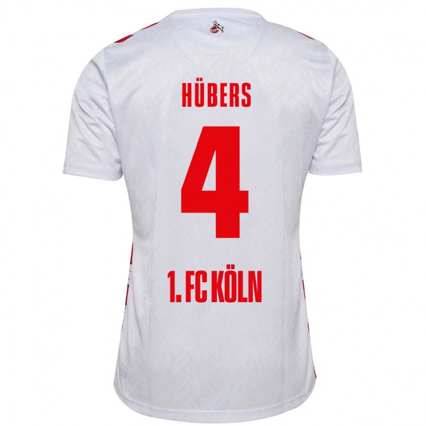 Danxen Niño Camiseta Timo Hübers #4 Blanco Rojo 1ª Equipación 2024/25 La Camisa