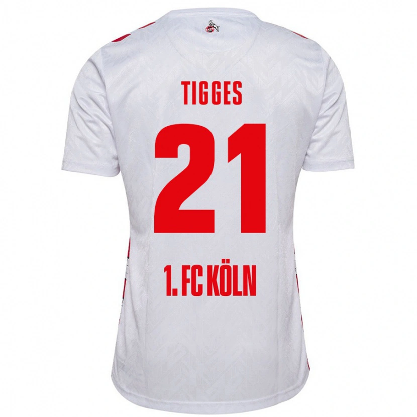 Danxen Niño Camiseta Steffen Tigges #21 Blanco Rojo 1ª Equipación 2024/25 La Camisa