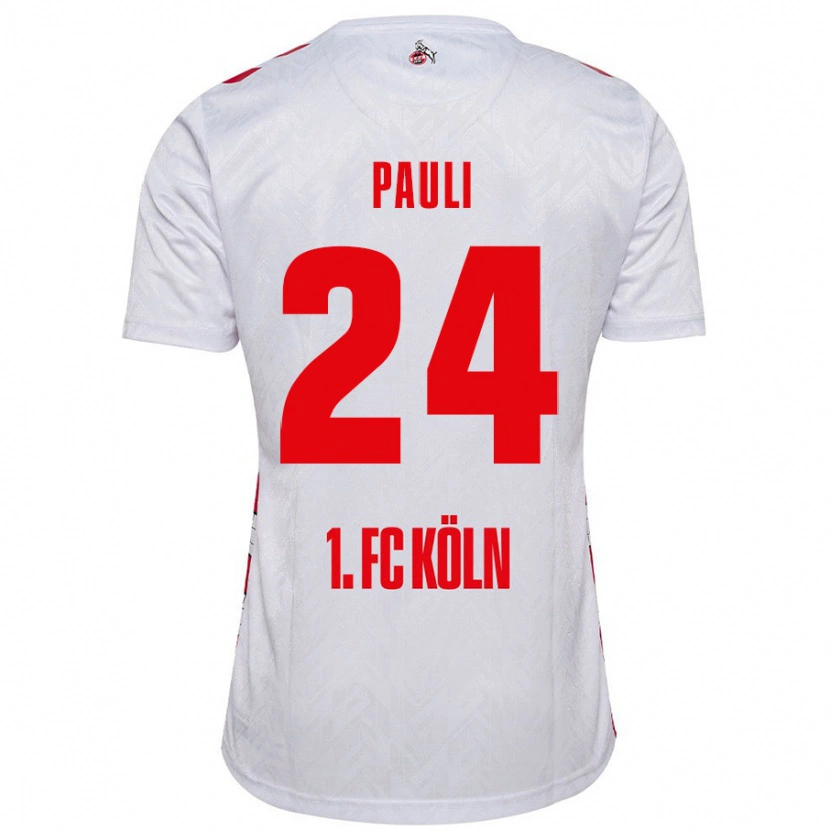 Danxen Niño Camiseta Julian Pauli #24 Blanco Rojo 1ª Equipación 2024/25 La Camisa