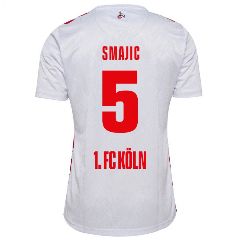 Danxen Niño Camiseta Rijad Smajic #5 Blanco Rojo 1ª Equipación 2024/25 La Camisa