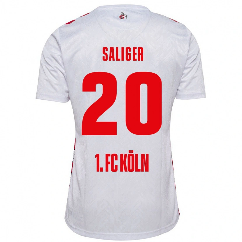 Danxen Niño Camiseta Jonas Saliger #20 Blanco Rojo 1ª Equipación 2024/25 La Camisa