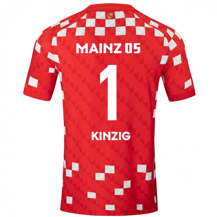 Danxen Niño Camiseta Maximilian Kinzig #1 Blanco Rojo 1ª Equipación 2024/25 La Camisa