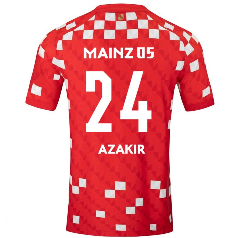 Danxen Niño Camiseta Dennis Azakir #24 Blanco Rojo 1ª Equipación 2024/25 La Camisa