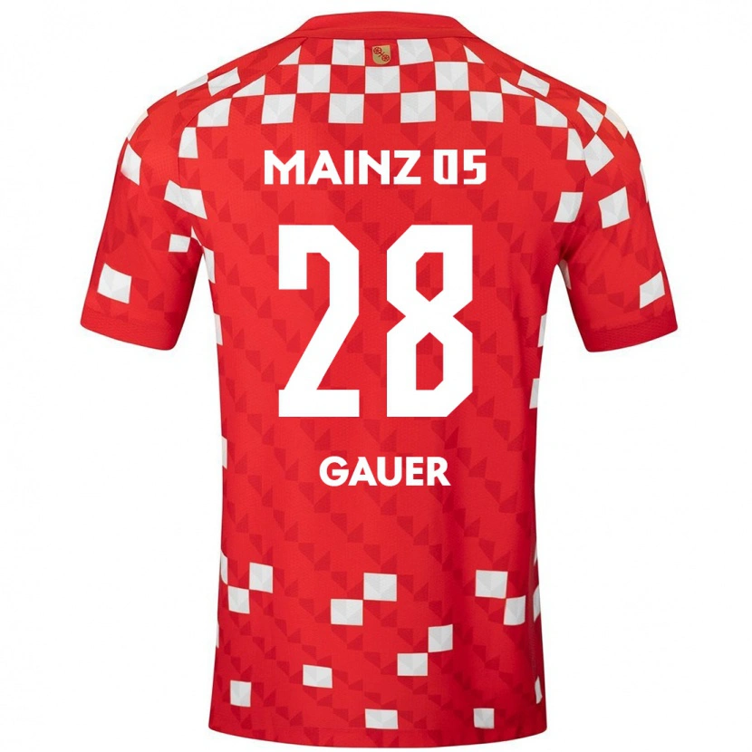 Danxen Niño Camiseta Luke Gauer #28 Blanco Rojo 1ª Equipación 2024/25 La Camisa