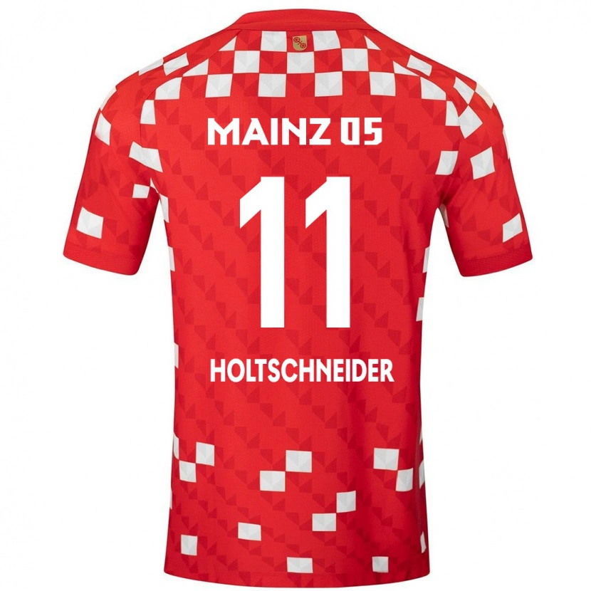 Danxen Niño Camiseta Hannah Holtschneider #11 Blanco Rojo 1ª Equipación 2024/25 La Camisa