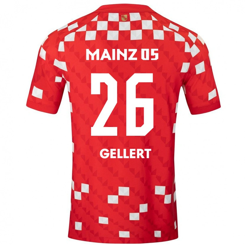 Danxen Niño Camiseta Mona Gellert #26 Blanco Rojo 1ª Equipación 2024/25 La Camisa