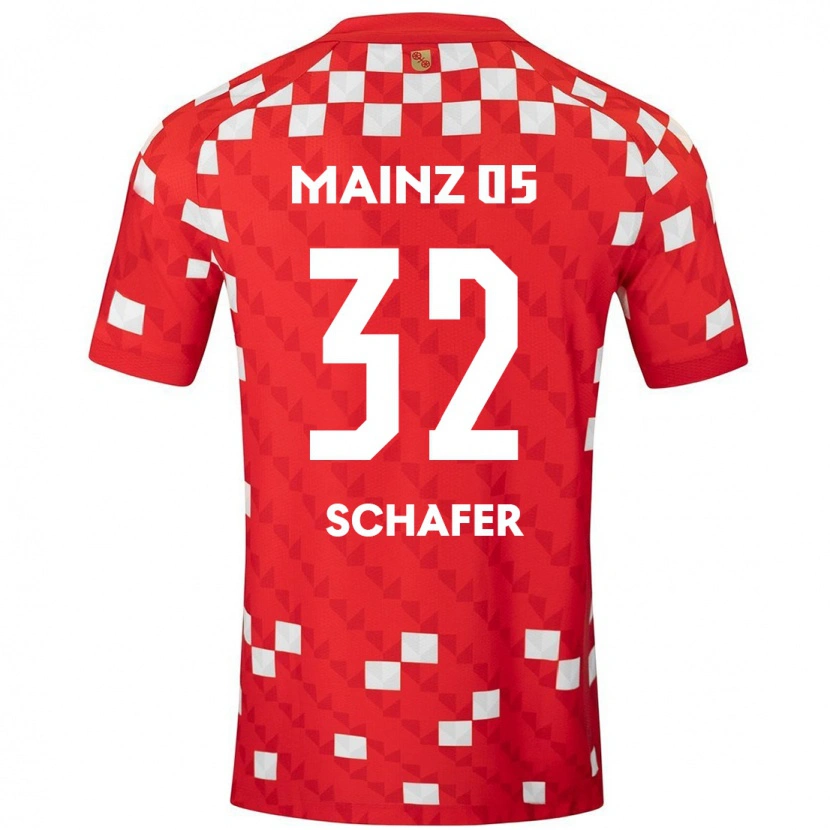 Danxen Niño Camiseta Ann-Christin Schäfer #32 Blanco Rojo 1ª Equipación 2024/25 La Camisa