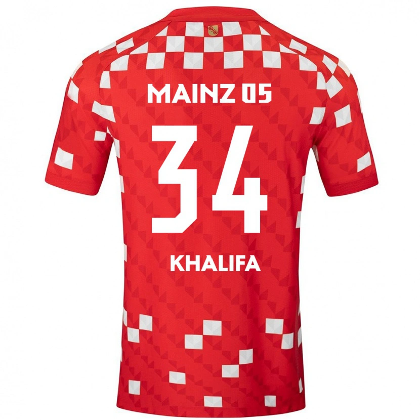 Danxen Niño Camiseta Sarah Khalifa #34 Blanco Rojo 1ª Equipación 2024/25 La Camisa