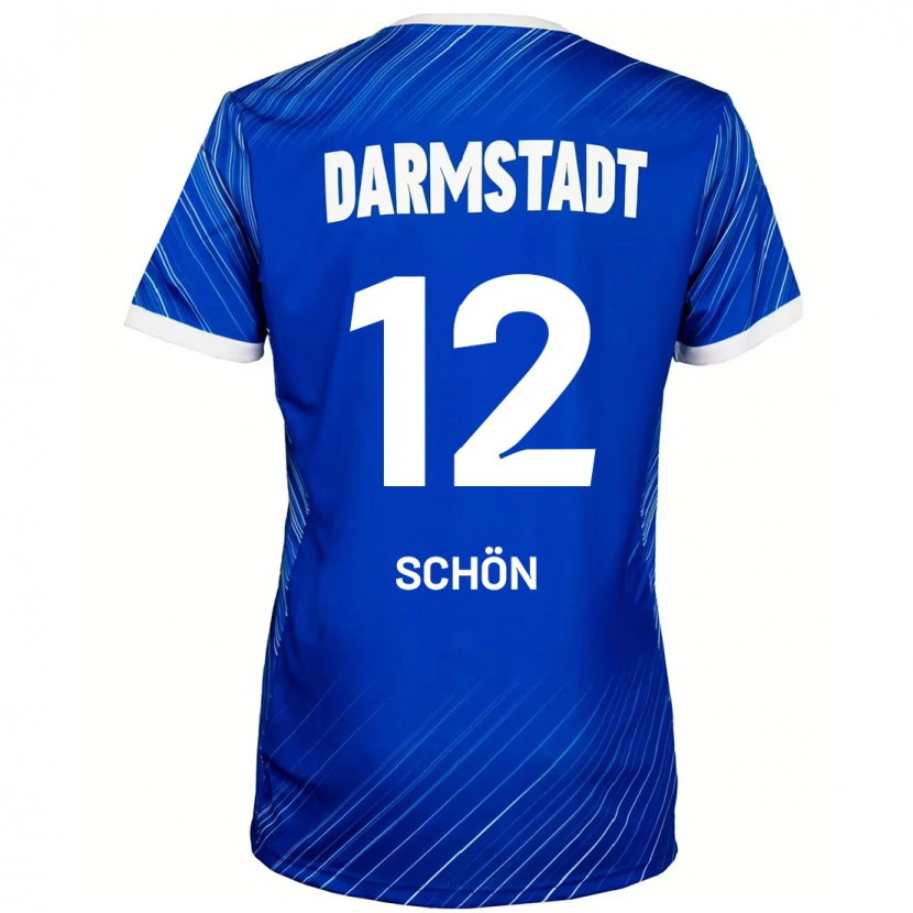 Danxen Niño Camiseta Lars Schön #12 Azul Blanco 1ª Equipación 2024/25 La Camisa