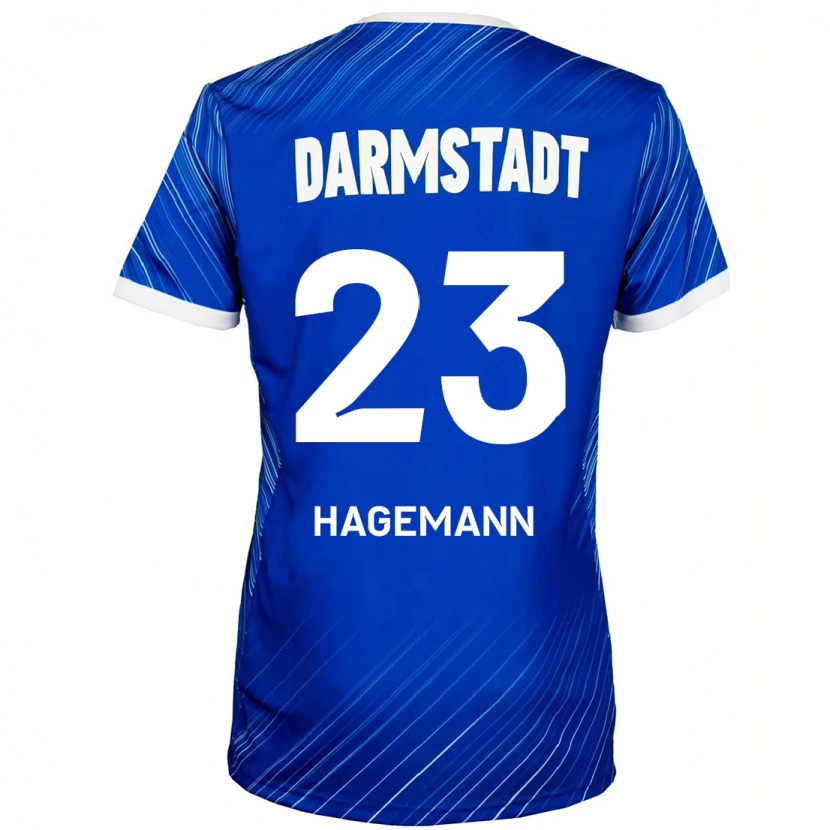 Danxen Niño Camiseta Emil Hagemann #23 Azul Blanco 1ª Equipación 2024/25 La Camisa