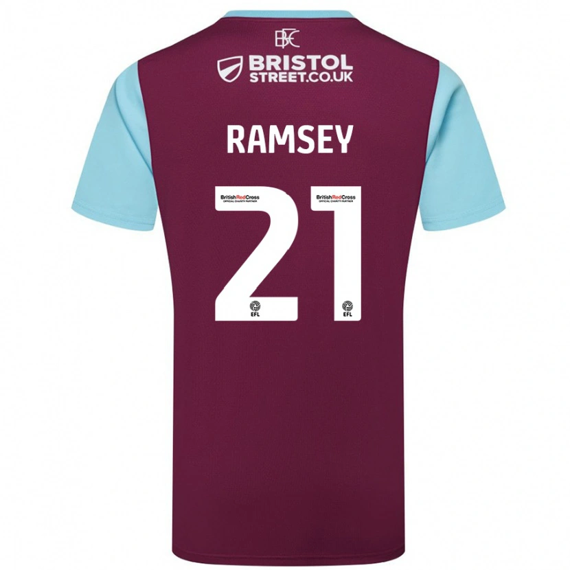 Danxen Niño Camiseta Aaron Ramsey #21 Borgoña Azul Cielo 1ª Equipación 2024/25 La Camisa