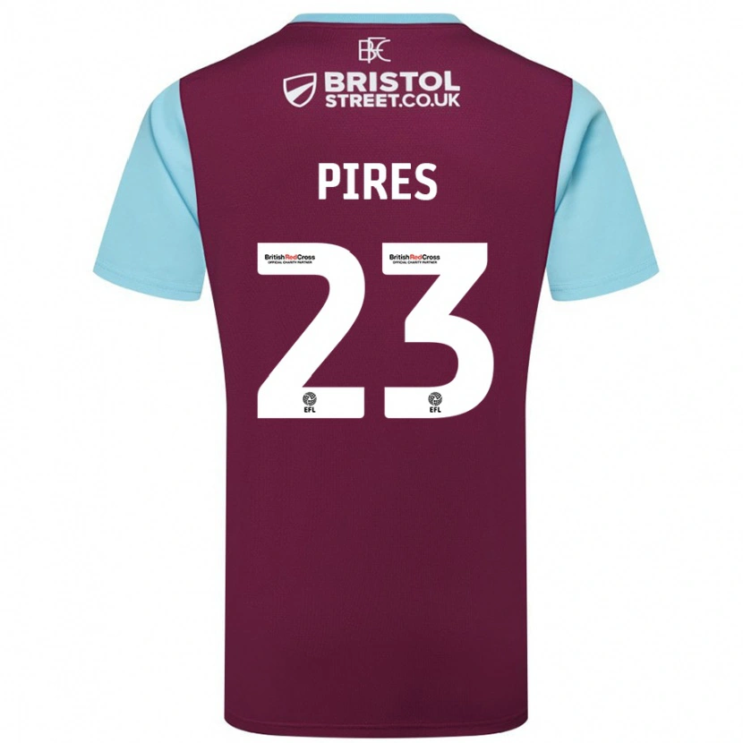 Danxen Niño Camiseta Lucas Pires #23 Borgoña Azul Cielo 1ª Equipación 2024/25 La Camisa