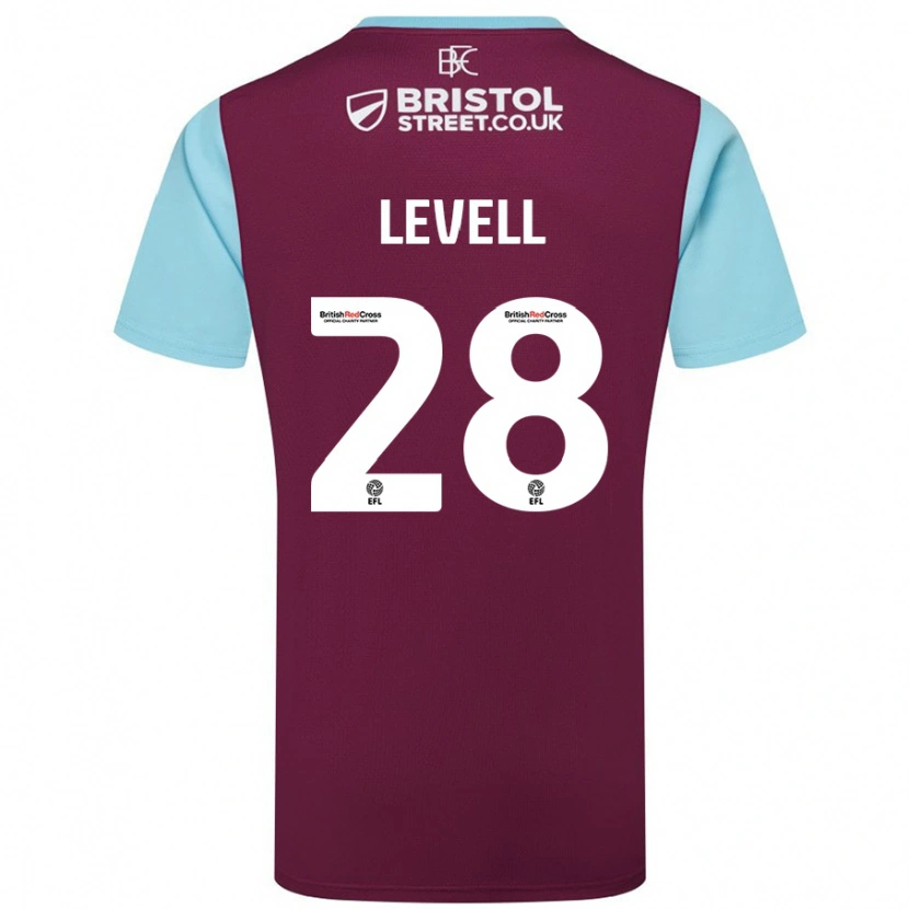 Danxen Niño Camiseta Kirstie Levell #28 Borgoña Azul Cielo 1ª Equipación 2024/25 La Camisa