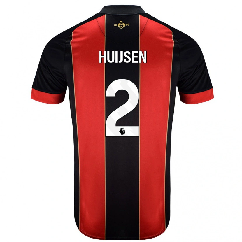 Danxen Niño Camiseta Dean Huijsen #2 Rojo Negro 1ª Equipación 2024/25 La Camisa