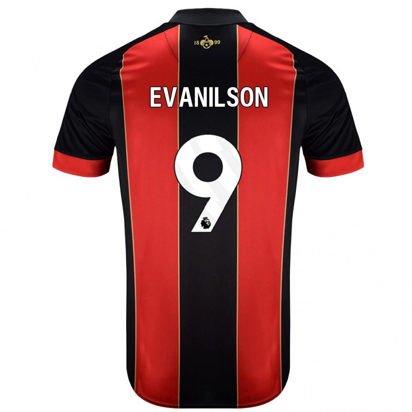 Danxen Niño Camiseta Evanilson #9 Rojo Negro 1ª Equipación 2024/25 La Camisa