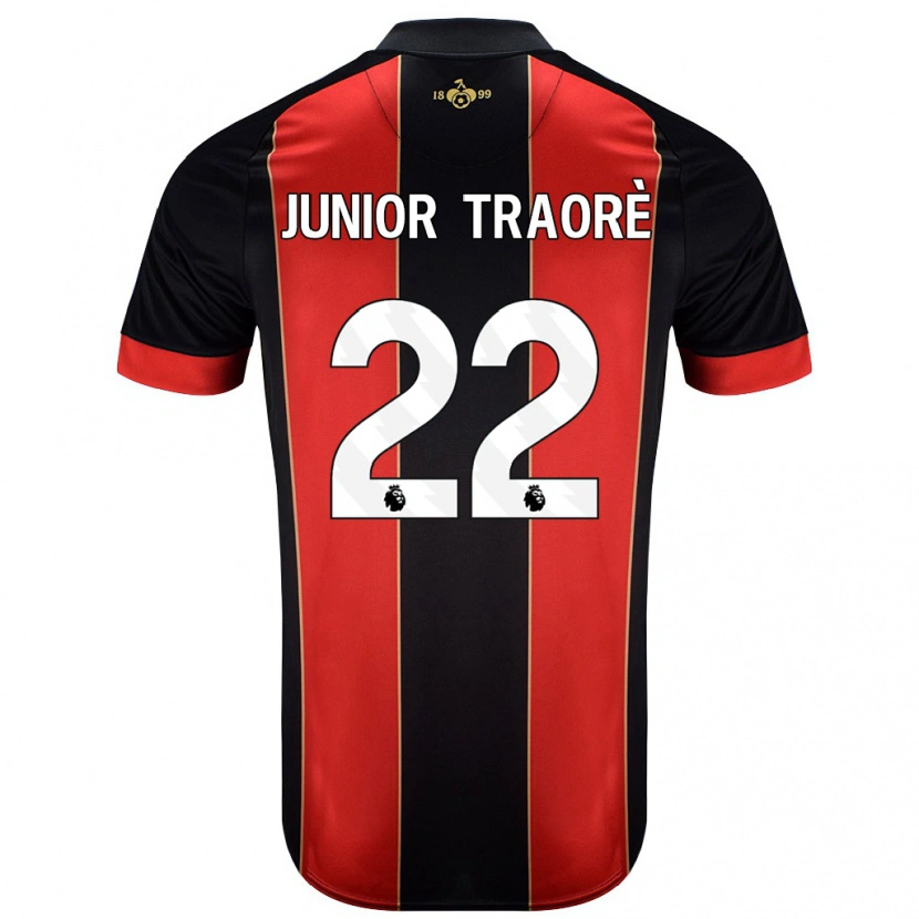 Danxen Niño Camiseta Hamed Junior Traorè #22 Rojo Negro 1ª Equipación 2024/25 La Camisa