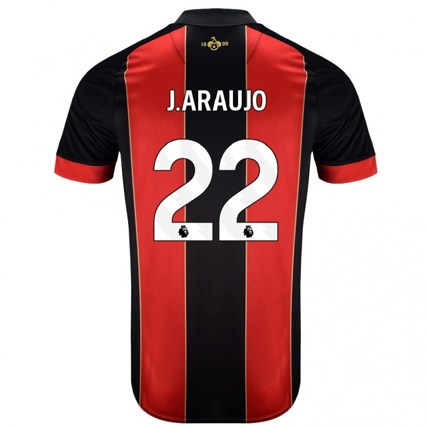 Danxen Niño Camiseta Julián Araujo #28 Rojo Negro 1ª Equipación 2024/25 La Camisa