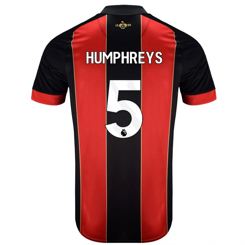 Danxen Niño Camiseta Holly Humphreys #5 Rojo Negro 1ª Equipación 2024/25 La Camisa