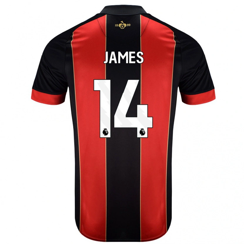 Danxen Niño Camiseta Katie James #14 Rojo Negro 1ª Equipación 2024/25 La Camisa