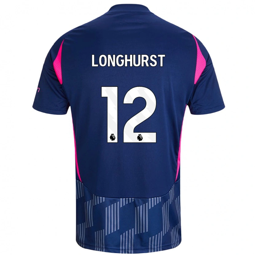 Danxen Niño Camiseta Kate Longhurst #12 Azul Real Rosa 2ª Equipación 2024/25 La Camisa