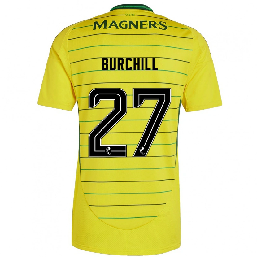 Danxen Niño Camiseta Tiree Burchill #27 Amarillo 2ª Equipación 2024/25 La Camisa