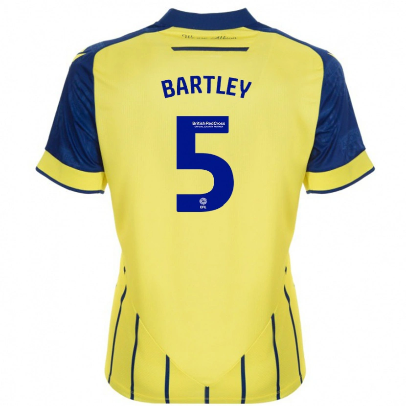 Danxen Niño Camiseta Kyle Bartley #5 Amarillo Azul 2ª Equipación 2024/25 La Camisa