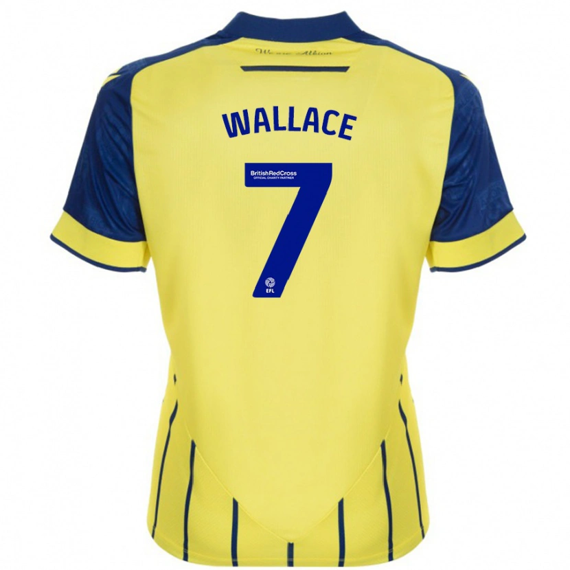 Danxen Niño Camiseta Jed Wallace #7 Amarillo Azul 2ª Equipación 2024/25 La Camisa